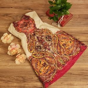 Cream multi colored mini dress